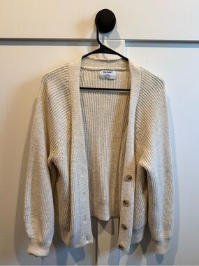 Old Navy Ivory Ribbed Button Cardigan Sweater